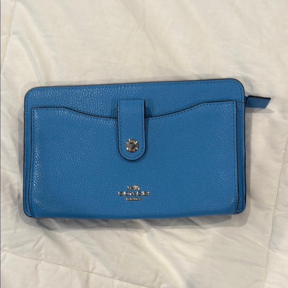 Coach Sky Blue Leather Clutch
